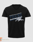 Jackson State Tigers V-neck short sleeve T-shirt, black with front tiger graphic