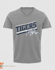 Jackson State Tigers V-neck short sleeve T-shirt, gray with front tiger graphic