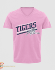 Jackson State Tigers V-neck short sleeve T-shirt, pink with front tiger graphic