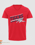 Jackson State Tigers V-neck short sleeve T-shirt, red with front tiger graphic