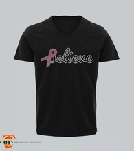 Load image into Gallery viewer, I Believe Breast Cancer Ribbon Rhinestone T-Shirt
