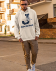 Light gray unisex pullover hoodie with front tiger graphic and kangaroo pocket