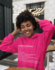 Pink pullover hoodie with Jackson State University graphic, hood and front pocket