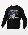 Youth crewneck sweatshirt in black with leaping tiger team logo on front
