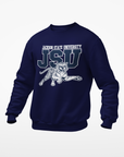 Youth crewneck sweatshirt in navy blue with leaping tiger team logo on front
