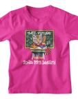 Pink youth crewneck T-shirt with 'Thee Future' front graphic