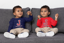 Load image into Gallery viewer, Jackson State University Tigers Tri Color J Infant Long Sleeve Bodysuit
