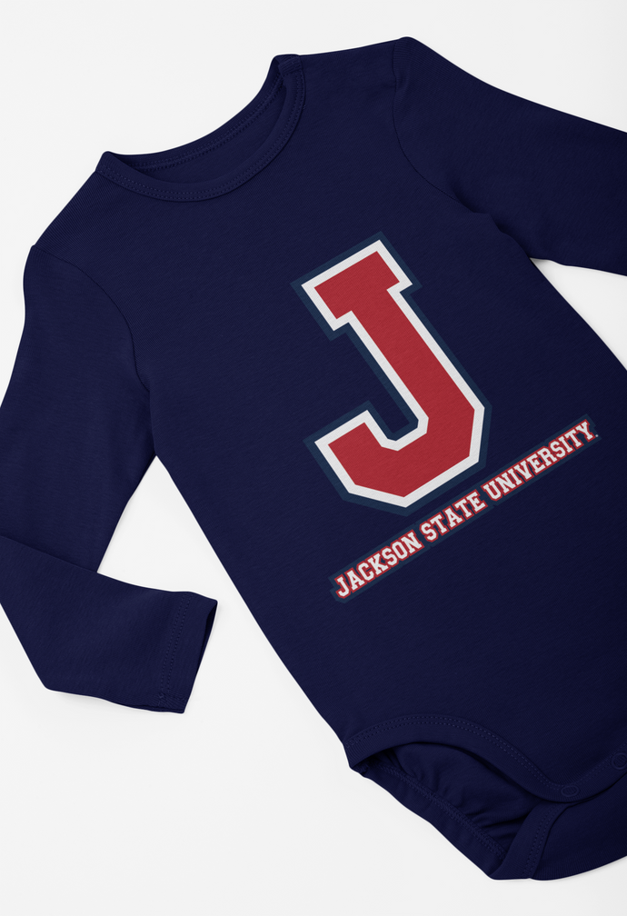 Jackson State University Tigers Tri Color J Infant Long Sleeve Bodysuit