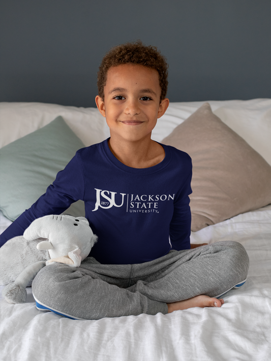 Jackson State University Tigers White Side Floating JSU 1877 Youth & Toddler Long Sleeve T-Shirt