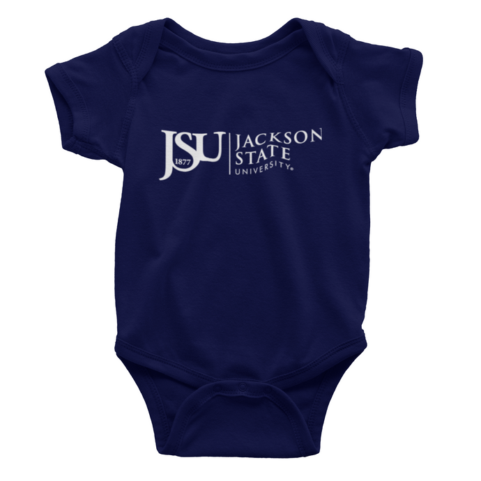 Jackson State University Tigers White Side Floating JSU 1877 Infant Short Sleeve Bodysuit