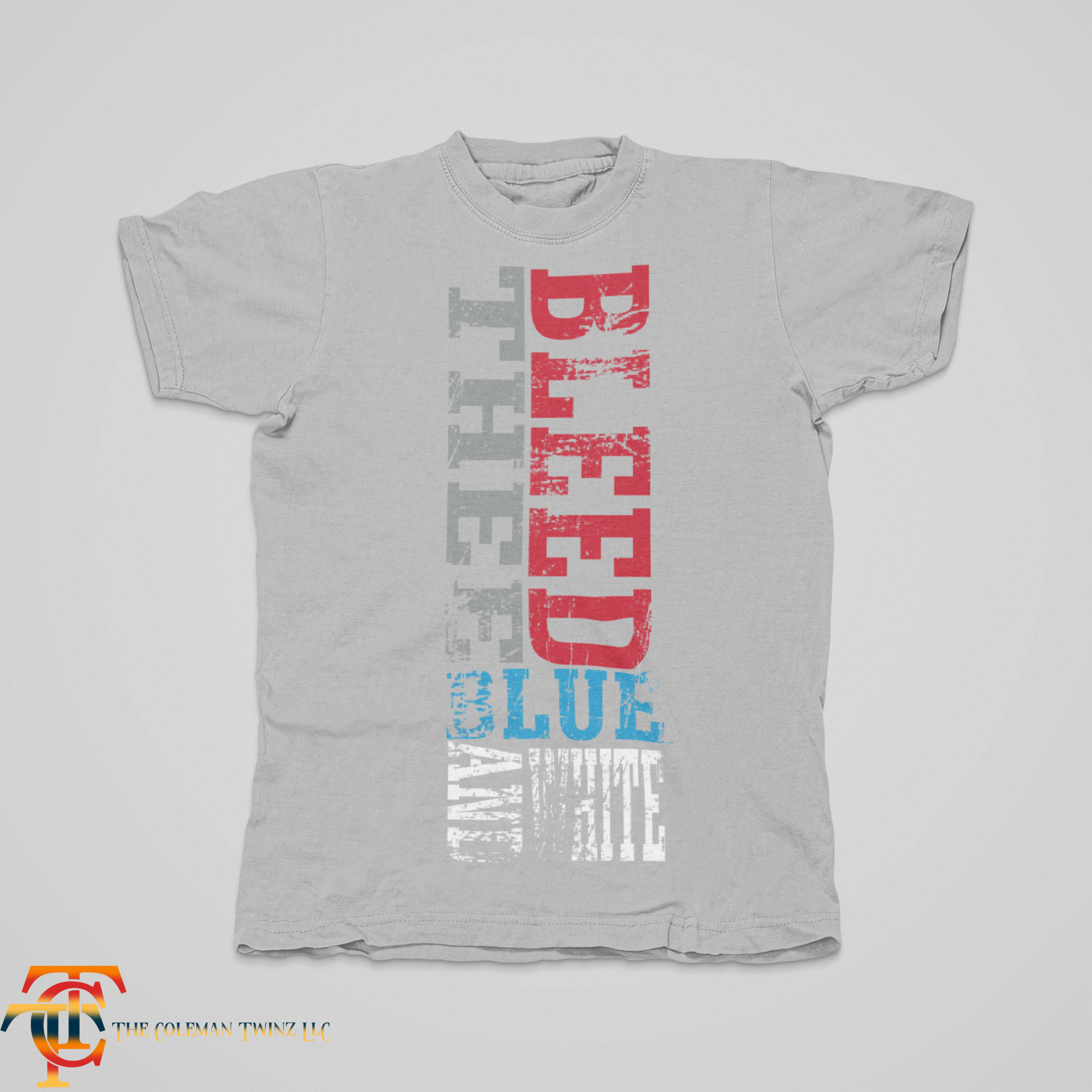 Jackson State Tigers graphic crew-neck T-shirt, light gray with red blue and gray print