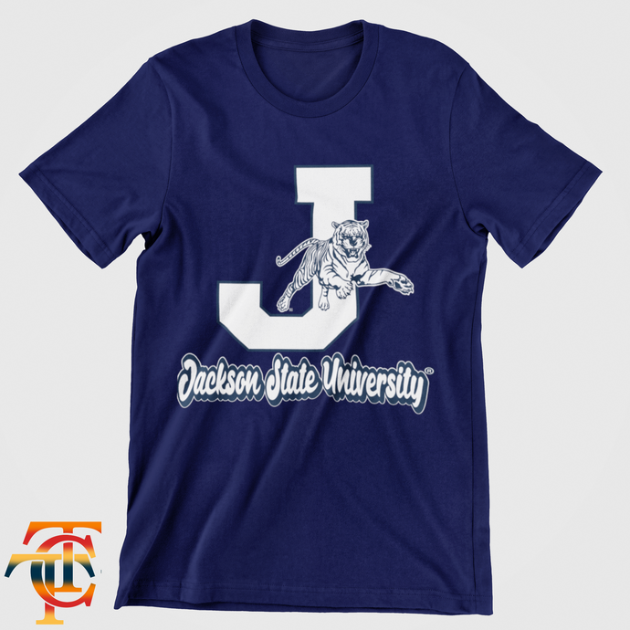 Jackson State Tigers White J Leaping Tiger YOUTH T-Shirt
