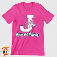 Load image into Gallery viewer, Jackson State Tigers White J Leaping Tiger YOUTH T-Shirt

