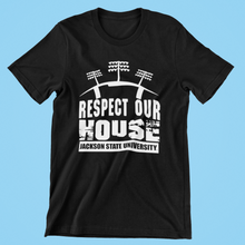 Load image into Gallery viewer, Puff Print Jackson State University Tigers Respect Our House Short Sleeve T-Shirt
