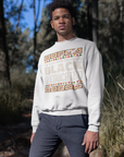 White crewneck sweatshirt with “Jackson State University” Black & Educated graphic