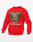 Red toddler sweatshirt with front cartoon tiger graphic and "Thee Future" text