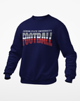 Navy crewneck football sweatshirt with stacked JACKSON STATE UNIVERSITY football logo graphic