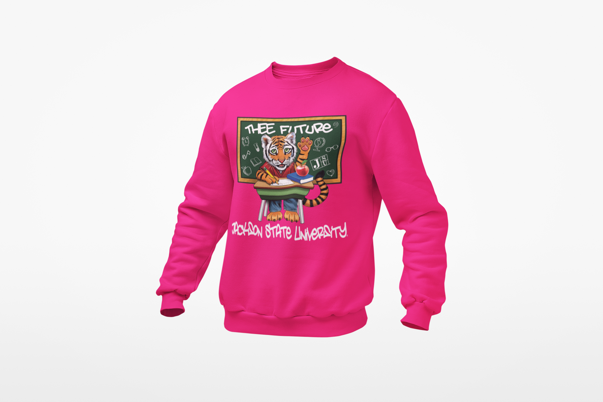 Youth crewneck sweatshirt in pink with front cartoon 'Thee Future' graphic