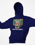 Youth pullover hoodie with hood and chest graphic, navy blue
