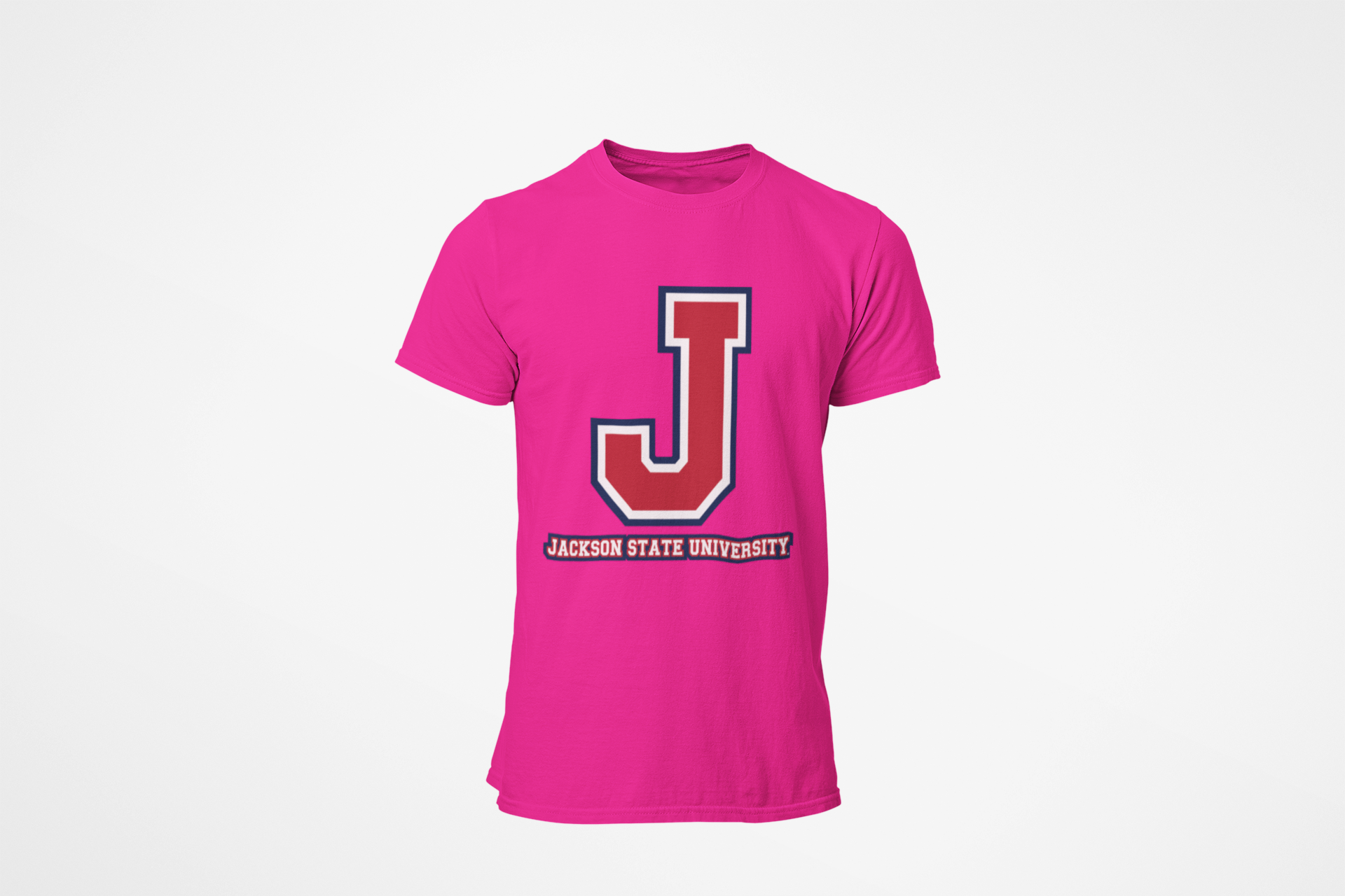 Kids' pink crew neck T-shirt with J logo and Jackson State University label
