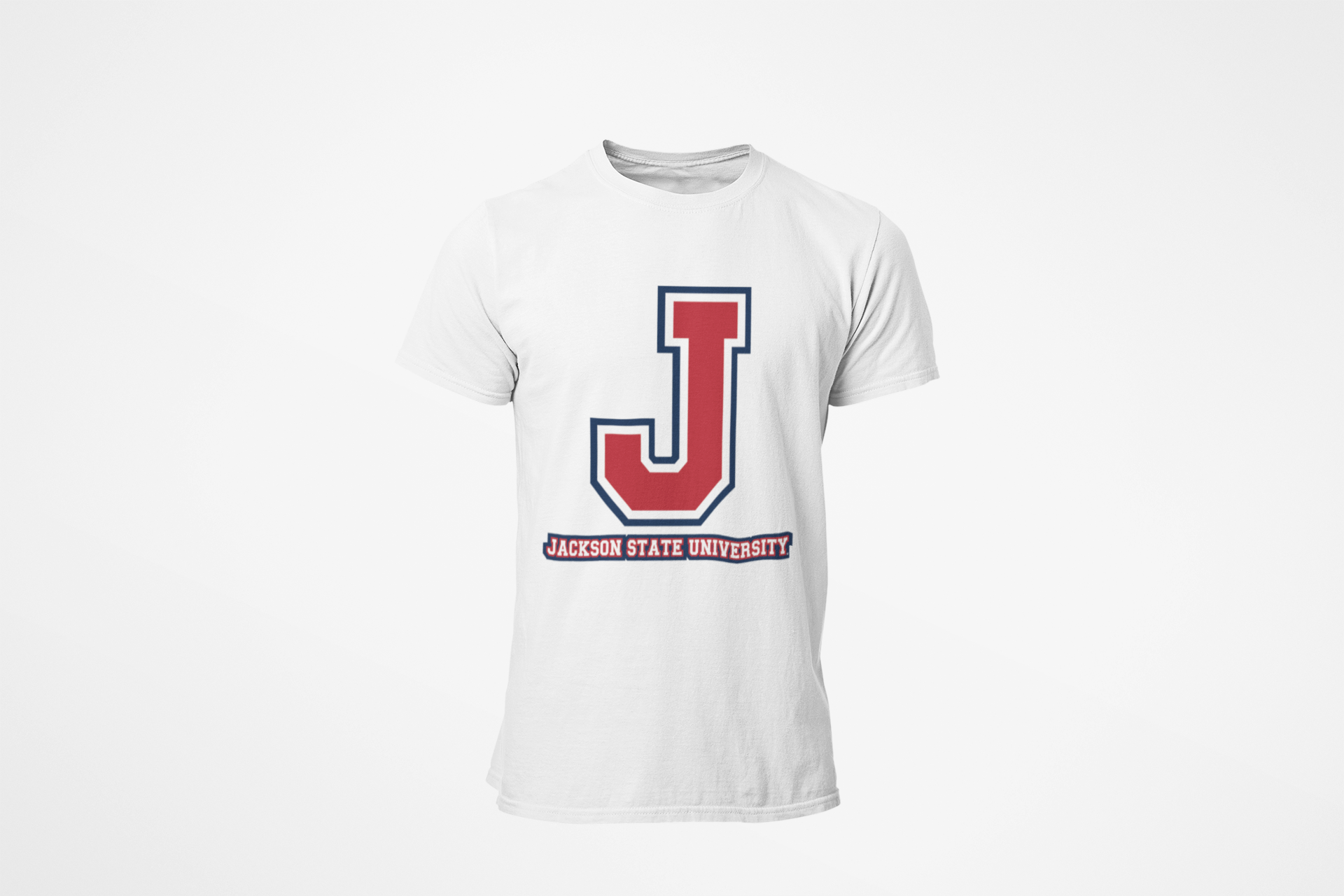 Kids' white crew neck T-shirt with J logo and Jackson State University label