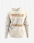 Cream unisex pullover hoodie with front “Black & Educated” graphic