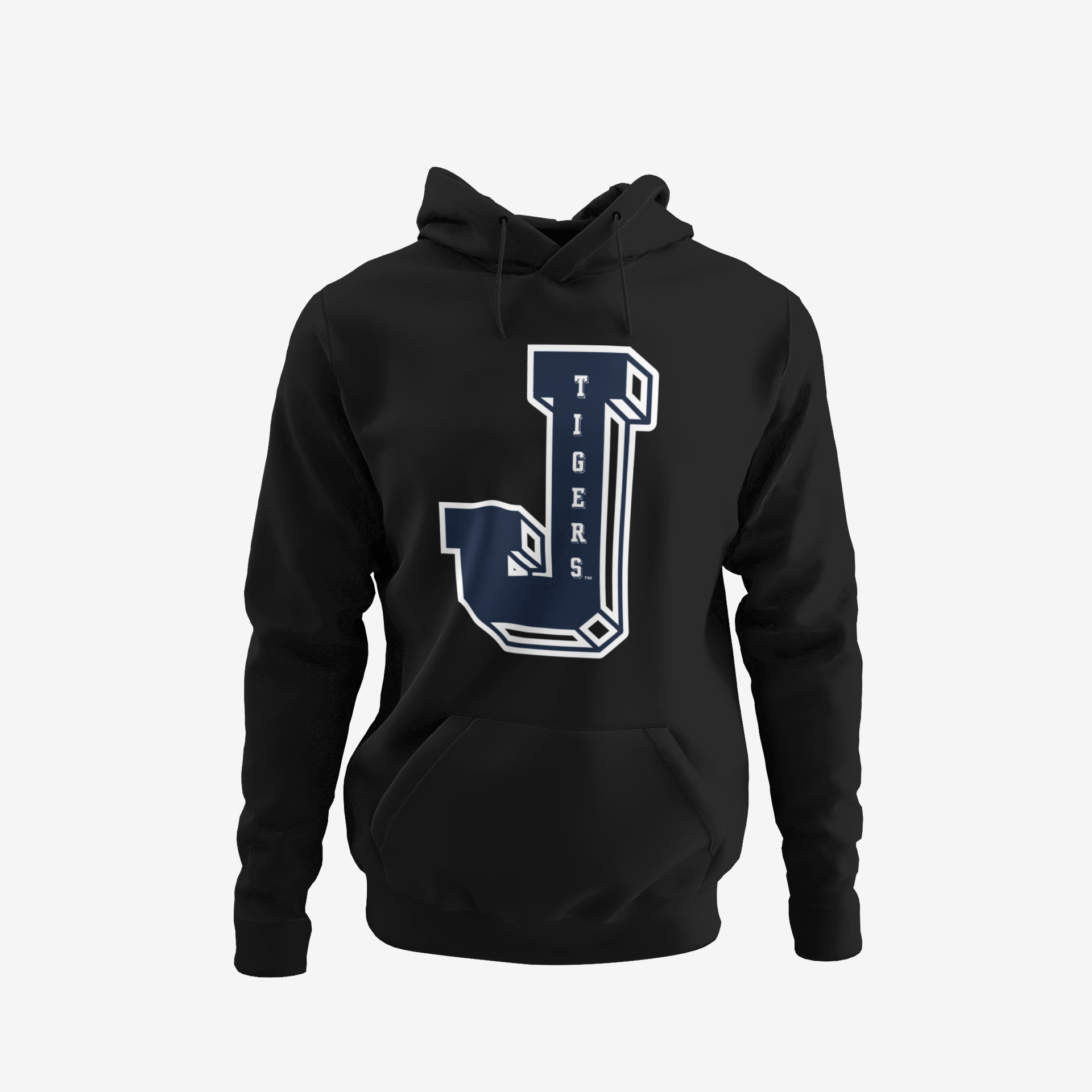 Toddler pullover hoodie, black with varsity letter logo on front