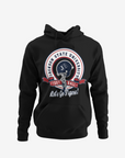 Black toddler pullover hoodie with large front Tigers logo and drawstring hood
