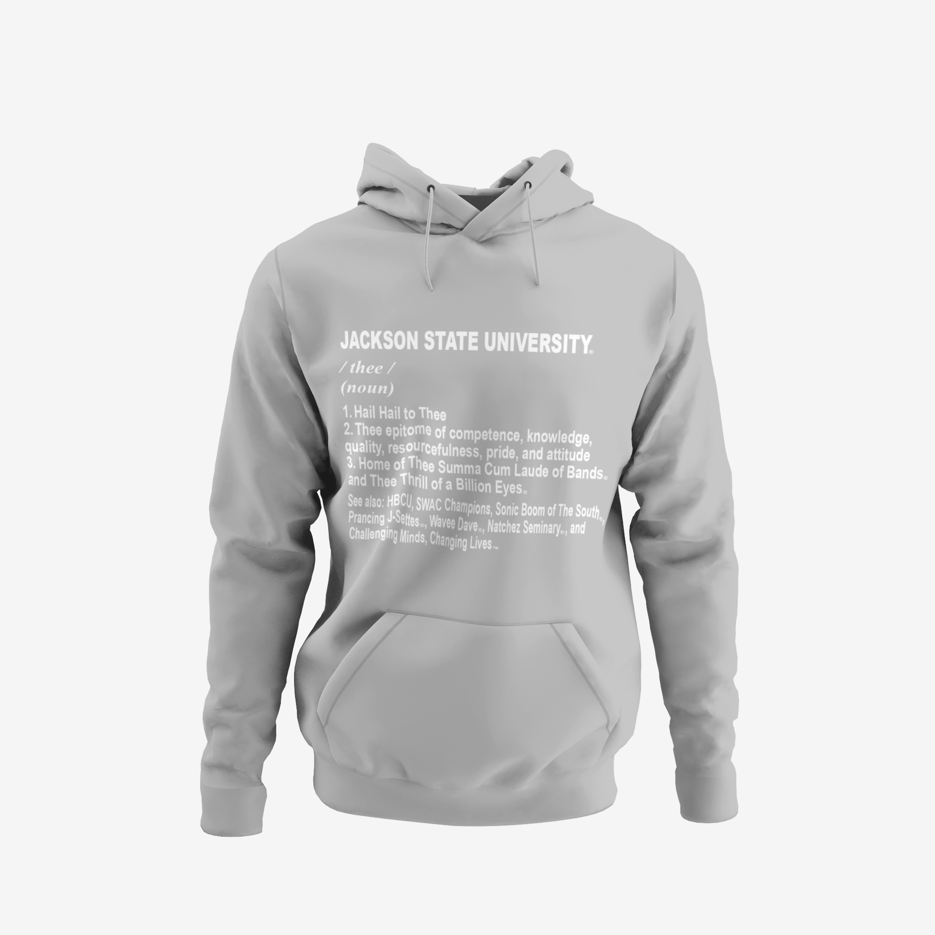 Youth athletic heather gray pullover hoodie with front text graphic, kangaroo pocket, hood