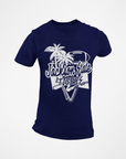 Navy unisex toddler crewneck T-shirt, large Tigers palm-tree logo on chest