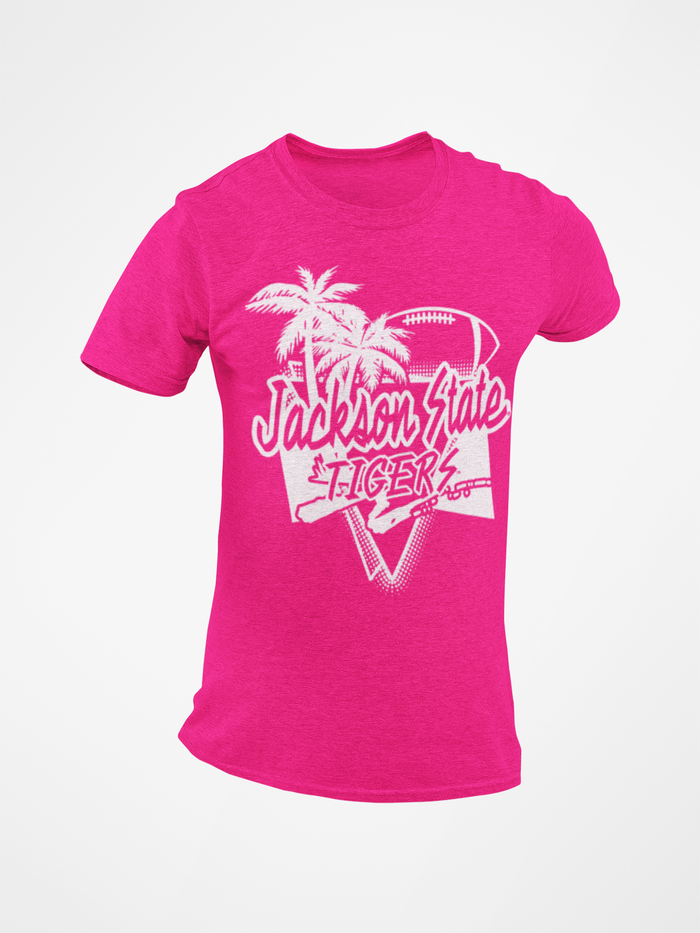 Pink short sleeve T-shirt with Tigers logo front graphic