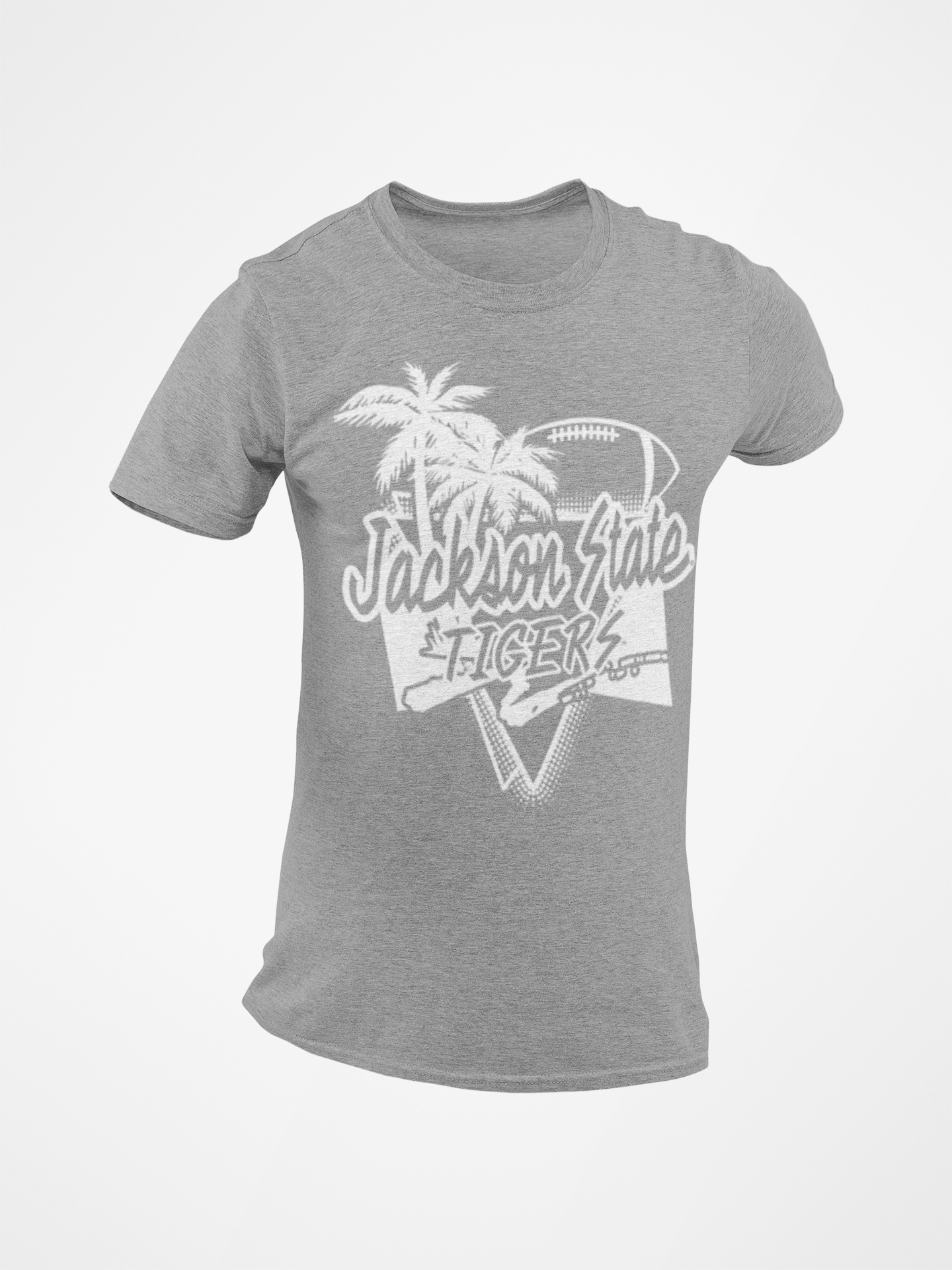 Athletic heather grey short sleeve T-shirt with Tigers logo front graphic