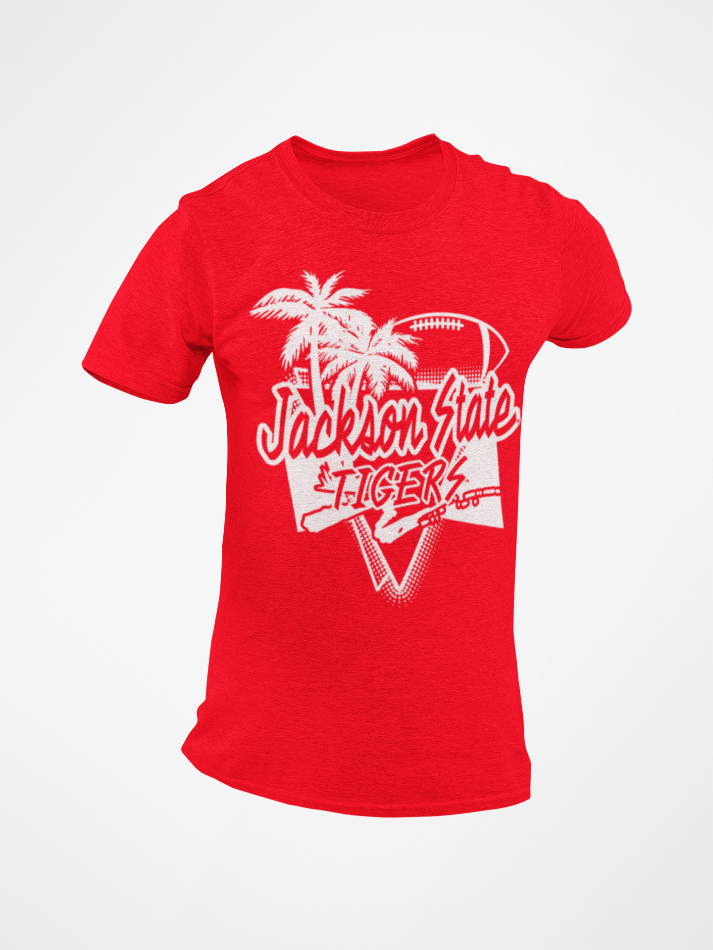 Red short sleeve T-shirt with Tigers logo front graphic