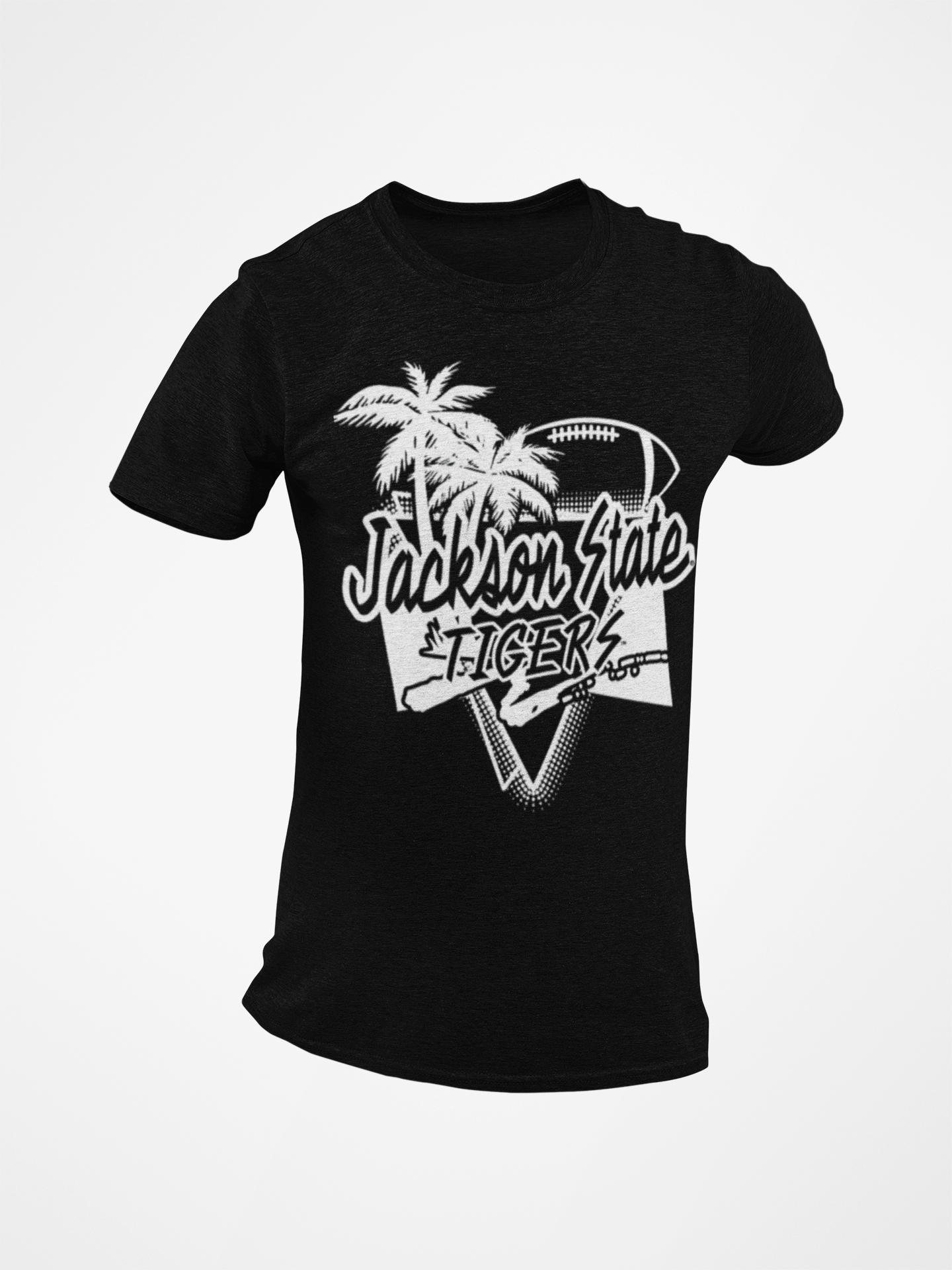 Black short sleeve T-shirt with large Tigers logo front graphic