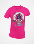 Pink unisex crewneck T-shirt with JSU football emblem and “Let’s Go Tigers!”