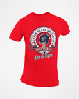Red unisex crewneck T-shirt with JSU football emblem and “Let’s Go Tigers!”