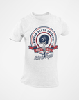 White unisex crewneck T-shirt with large JSU football emblem and “Let’s Go Tigers!”