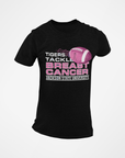 Black youth T-shirt with football and pink 'Tigers Tackle Breast Cancer' print