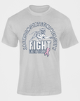 Athletic heather grey unisex crewneck T-shirt with tiger fight graphic and ribbon