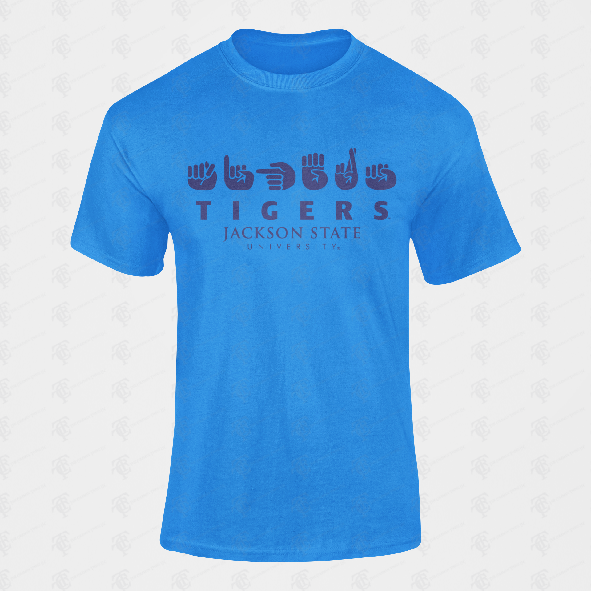 Youth crew-neck T-shirt, royal blue with Tigers university chest logo