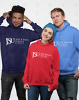 Set of pullover hoodies: navy, red, and light blue, each with Jackson State logo