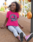 Pink youth crew-neck short-sleeve T-shirt with Tigers circular logo on chest