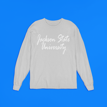 Load image into Gallery viewer, Jackson State Tigers Script Long Sleeve T-Shirt
