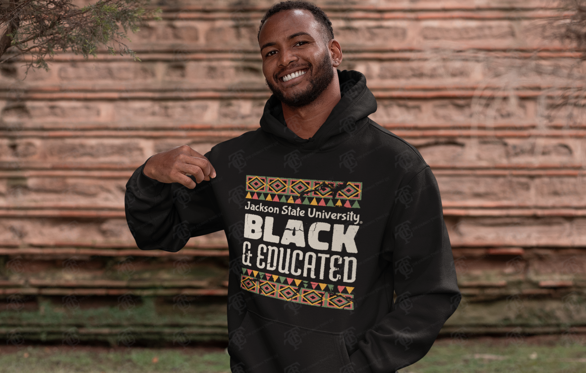 Black unisex pullover hoodie with front “Black &amp; Educated” graphic