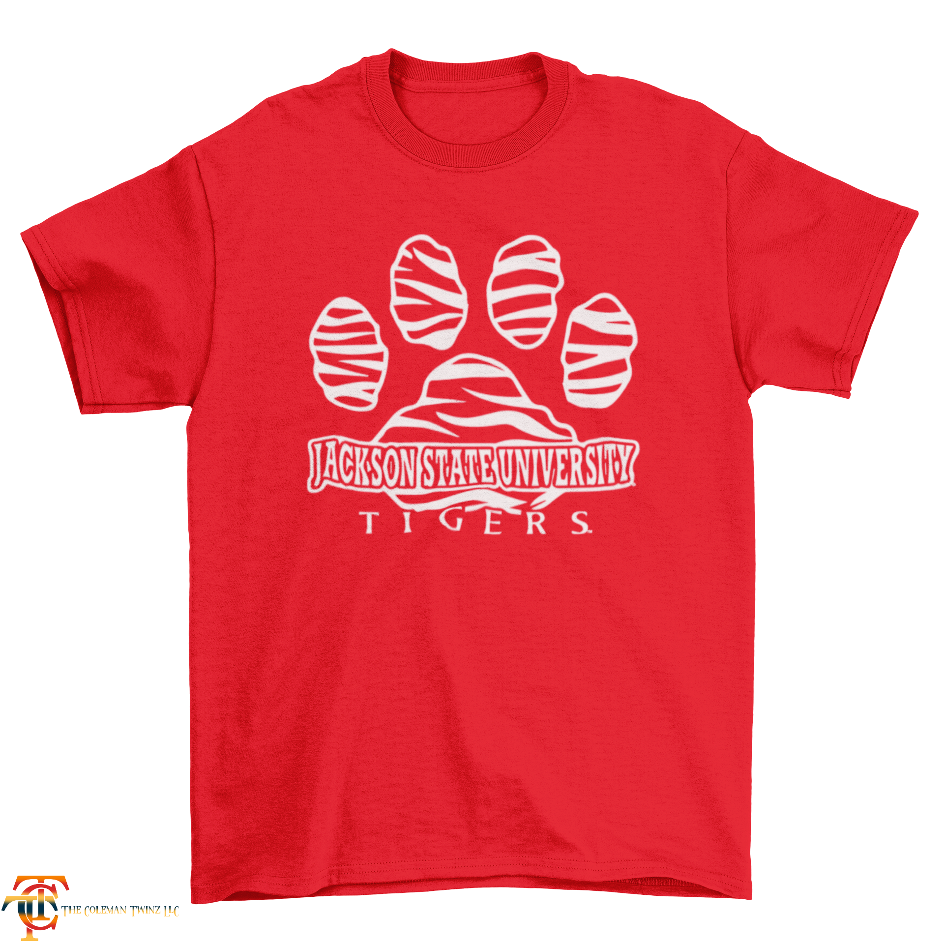 Red toddler short-sleeve T-shirt with large Tigers paw logo graphic at center
