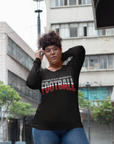 Black long-sleeve crew neck football T-shirt with stacked "Football" logo on chest