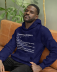 Navy pullover hoodie with Jackson State University front graphic, hood and kangaroo pocket