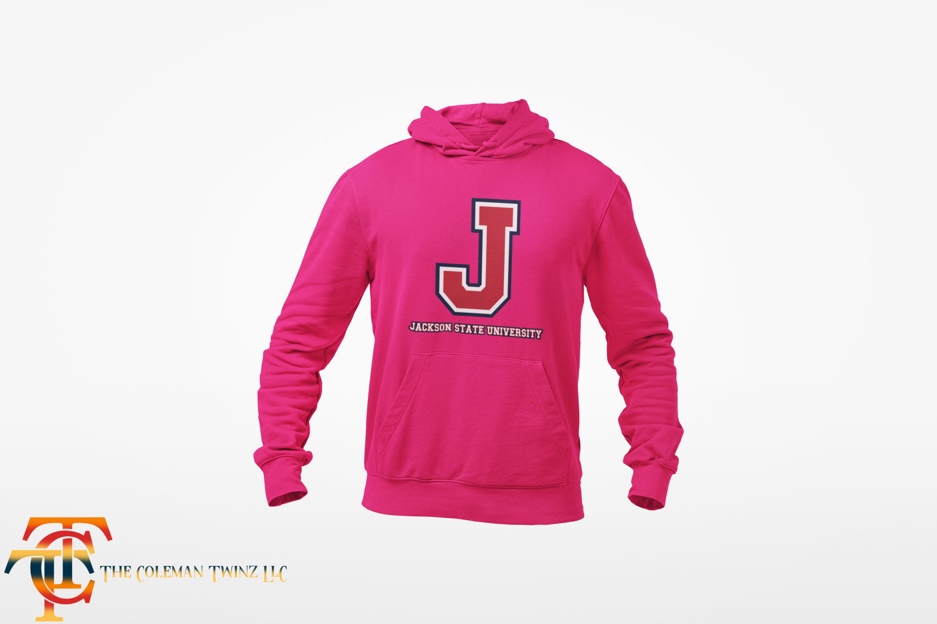 Pink hooded sweatshirt with front logo and kangaroo pocket