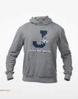 Youth gray hooded sweatshirt with kangaroo pocket and leaping tiger logo on chest
