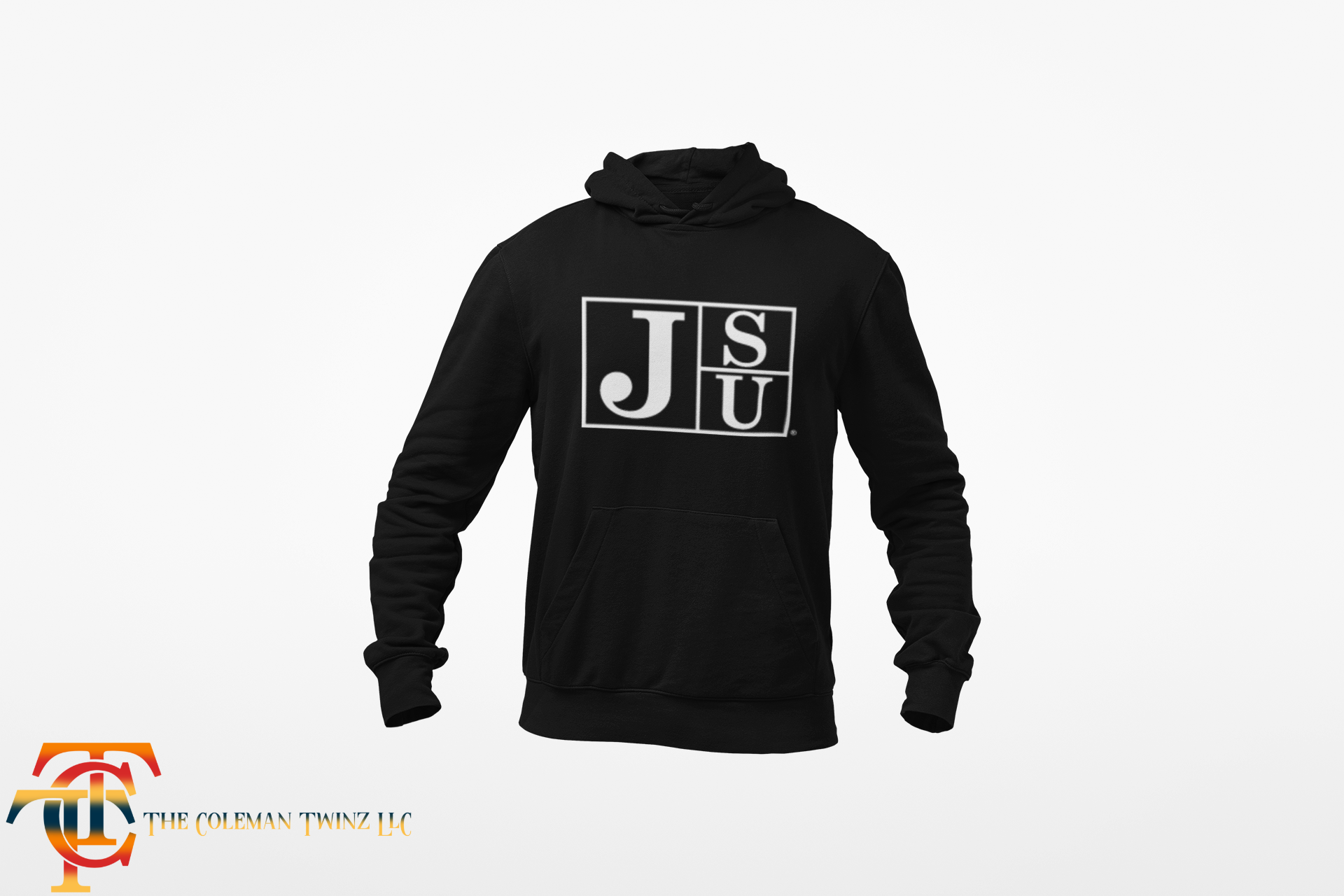 Black youth hooded sweatshirt with white block letters on front